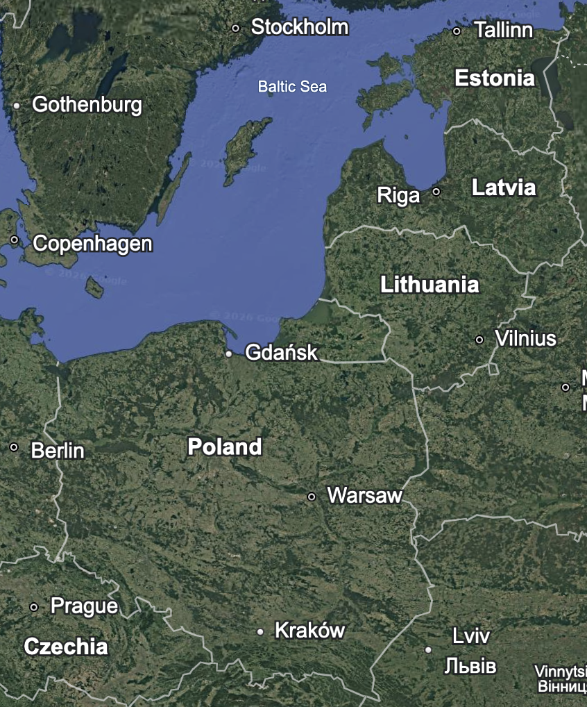 Baltics & Poland map